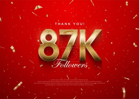 Illustration for Thank you followers 87k background, greeting banner poster for fans. - Royalty Free Image