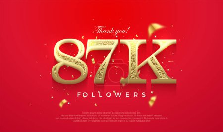 Illustration for 87k number to say thank you. social media post banner poster design. - Royalty Free Image