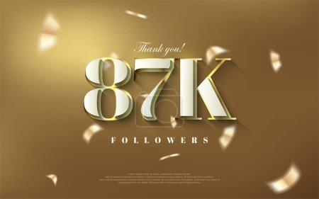 Illustration for Thank you 87k followers background, shiny luxury gold design. - Royalty Free Image