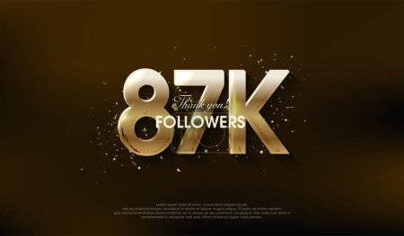 Illustration for Modern design to thank 87k followers, with a very luxurious gold color. - Royalty Free Image