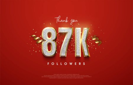 Illustration for Thank you to followers, reaching 87k followers. - Royalty Free Image