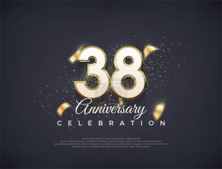 Illustration for 38th anniversary number with fancy numerals. luxury premium vector design. Premium vector for poster, banner, celebration greeting. - Royalty Free Image