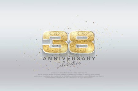 Illustration for Golden number 38th. Premium design with luxurious gold glitter. Premium vector for poster, banner, celebration greeting. - Royalty Free Image