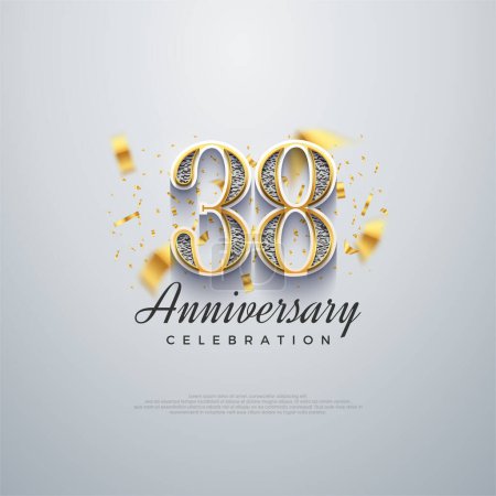 Illustration for 38th anniversary number, shiny luxury. premium vector backgrounds. Premium vector background for greeting and celebration. - Royalty Free Image