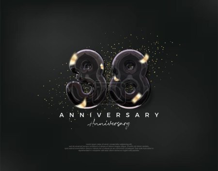 Illustration for 38th anniversary celebration, vector design with luxury black balloons illustration. Premium vector background for greeting and celebration. - Royalty Free Image