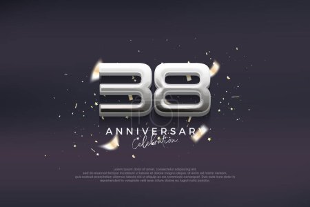 Illustration for Premium vector background for greeting and celebration.Modern and elegant 38th anniversary celebration design. with modern silver numbers. - Royalty Free Image