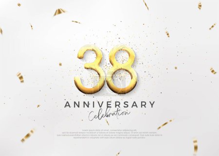 Illustration for Simple and bright 38th anniversary design with luxurious and elegant gold numbers. Premium vector background for greeting and celebration. - Royalty Free Image