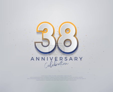 Illustration for Modern and colorful, premium vector design for 38th anniversary celebrations. Premium vector background for greeting and celebration. - Royalty Free Image