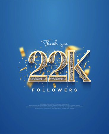 Illustration for 22k thank you followers, elegant design for social media post banner poster. - Royalty Free Image