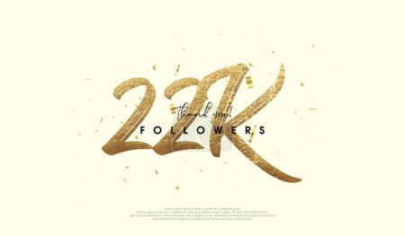 Illustration for 22k celebrations for followers, with fancy gold glitter figures. - Royalty Free Image