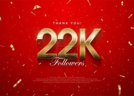Illustration for Thank you followers 22k background, greeting banner poster for fans. - Royalty Free Image