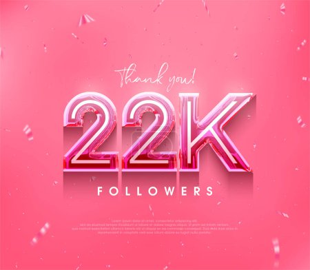 Illustration for 22k followers design for a thank you. in a soft pink color. - Royalty Free Image