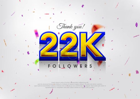 Illustration for Colorful theme greeting 22k followers, thank you greetings for banners, posters and social media posts. - Royalty Free Image