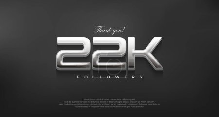 Illustration for Simple and elegant thank you 22k followers, with a modern shiny silver color. - Royalty Free Image