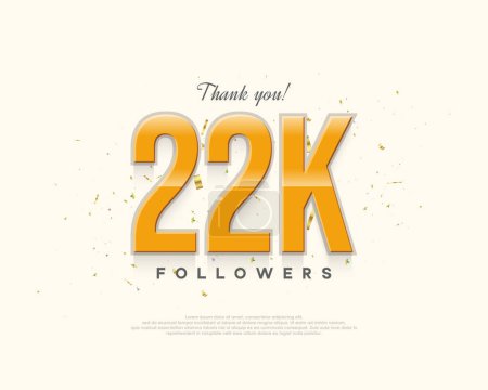 Illustration for Simple design thank you 22k followers, with a light shiny design. - Royalty Free Image