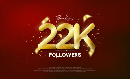 Illustration for Golden metallic number thank you followers 22k. - Royalty Free Image