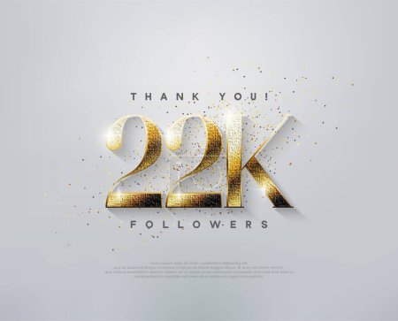 Illustration for Luxury greeting 22k followers thank you, with elegant gold numbers. - Royalty Free Image