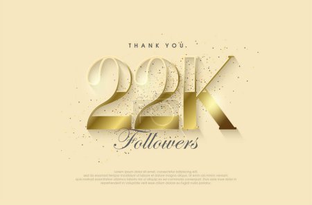 Illustration for A big thank you to 22k followers, with a shiny luxury gold design. - Royalty Free Image