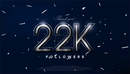 Illustration for Blue silver design for greeting to 22k followers celebration. - Royalty Free Image