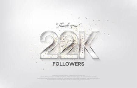 Illustration for Followers design for the celebration of 22k followers. elegant silver design. - Royalty Free Image