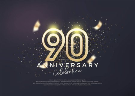Téléchargez les illustrations : Conception de ligne d'or pour la célébration du 90e anniversaire. Vecteur Premium pour affiche, bannière, salutation de célébration. - en licence libre de droit