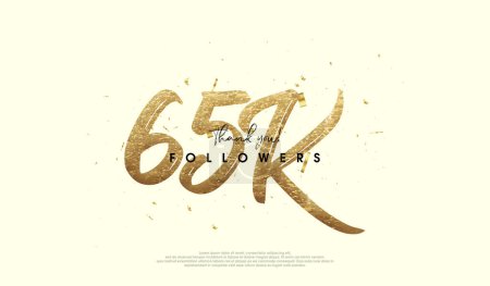 Illustration for 65k celebrations for followers, with fancy gold glitter figures. - Royalty Free Image