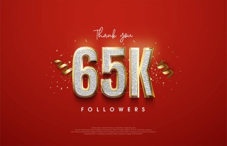 Illustration for Thank you to followers, reaching 65k followers. - Royalty Free Image