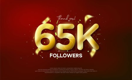 Illustration for Golden metallic number thank you followers 65k. - Royalty Free Image