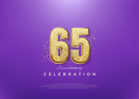 65th anniversary number, with shiny gold glitter number. Premium vector background for greeting and celebration.