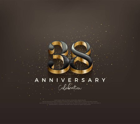 Illustration for Luxury 38th anniversary design with classic numbers on a black background. Premium vector background for greeting and celebration. - Royalty Free Image