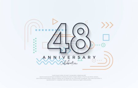 Illustration for Simple design 48th anniversary. with a simple line premium design.Premium vector for poster, banner, celebration greeting. - Royalty Free Image