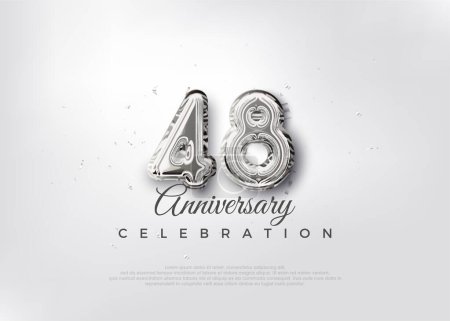 Silver balloon number. Premium vector 48th anniversary celebration background. Premium vector for poster, banner, celebration greeting.