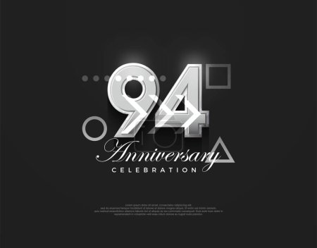 Illustration for 94th anniversary number, modern elegant and simple. Premium vector background for greeting and celebration. - Royalty Free Image