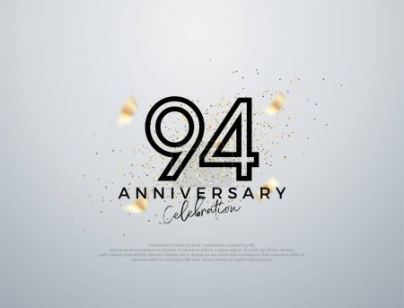 Illustration for Simple line design for 94th anniversary celebration. Premium vector for poster, banner, celebration greeting. - Royalty Free Image