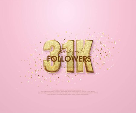 Ilustración de Pink 31k gracias seguidores, gracias banner para publicaciones en redes sociales. - Imagen libre de derechos