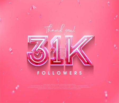Ilustración de 31k seguidores de diseño para un gracias. en un color rosa suave. - Imagen libre de derechos