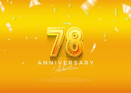 Téléchargez les illustrations : Design simple et élégant, célébration du 78e anniversaire avec une belle couleur jaune. Fond vectoriel Premium pour l'accueil et la célébration. - en licence libre de droit