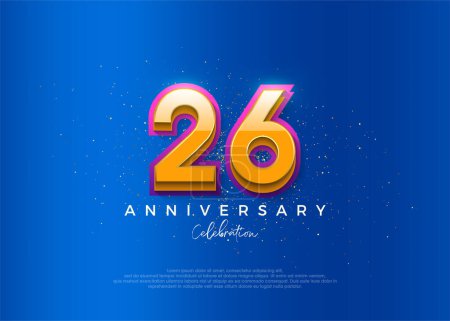 Téléchargez les illustrations : Design simple et moderne pour la célébration du 26e anniversaire. avec une élégante couleur de fond bleu. - en licence libre de droit