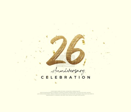 Téléchargez les illustrations : Fête du 26e anniversaire, avec des numéros de paillettes d'or. Fond vectoriel Premium pour l'accueil et la célébration. - en licence libre de droit
