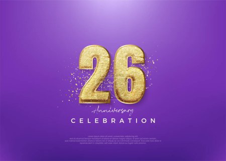 Foto de Número 26 aniversario, con brillante número de brillo de oro. Fondo vectorial premium para saludo y celebración. - Imagen libre de derechos