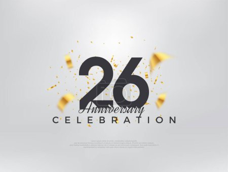 Téléchargez les illustrations : Célébration du 26e anniversaire, design moderne simple et beau. Fond vectoriel Premium pour l'accueil et la célébration. - en licence libre de droit