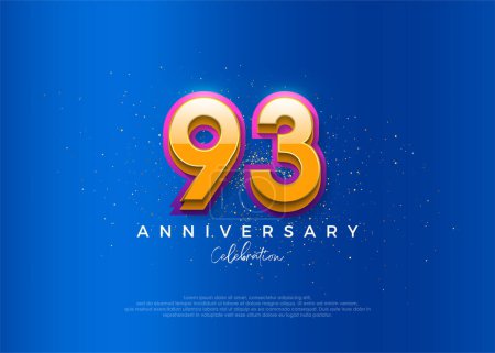 Schlichtes und modernes Design für die 93. Jubiläumsfeier. mit einer eleganten blauen Hintergrundfarbe.