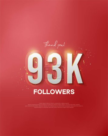 Illustration for Thank you 93k followers with white numbers wrapped in shiny gold. - Royalty Free Image