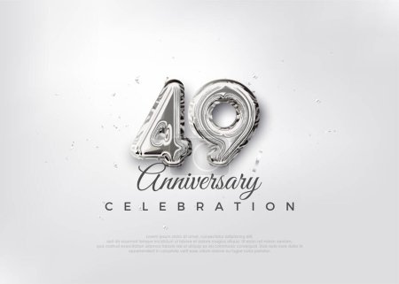 Silver balloon number. Premium vector 49th anniversary celebration background. Premium vector for poster, banner, celebration greeting.