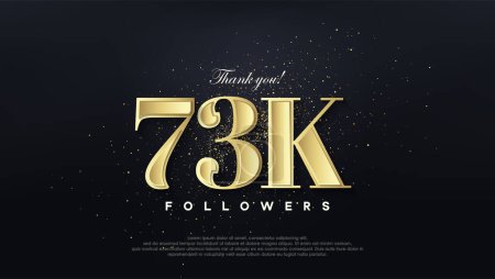 Design thank you 73k followers, in soft gold color.