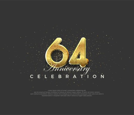 Luxuriöses Design mit goldglänzenden Ziffern, hochwertiges Design für die Feierlichkeiten zum 64. Jahrestag. Premium-Vektorhintergrund für Grußworte und Feiern.