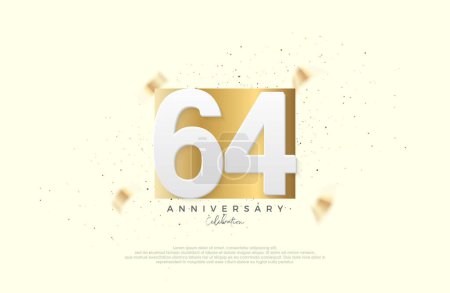 64. Jubiläumsfeier, mit Zahlen auf elegantem Goldpapier. Premium-Vektor für Poster, Banner, Festgruß.