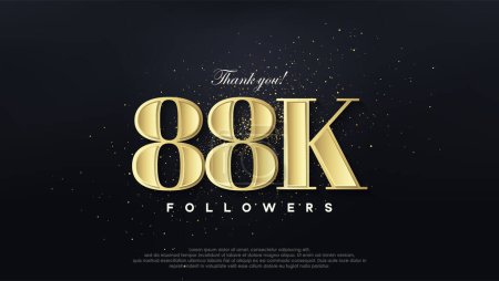 Design thank you 88k followers, in soft gold color.