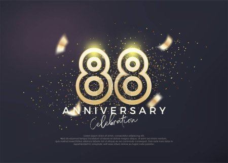 Ilustración de Diseño de la línea de oro para la celebración del 88 aniversario. Vector premium para póster, banner, saludo de celebración. - Imagen libre de derechos