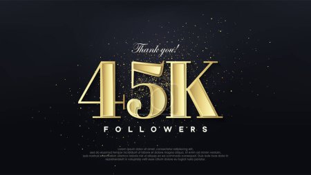 Design thank you 45k followers, in soft gold color.
